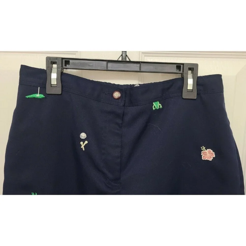 x2 Coral Bay Golf Women's Elastic Waist Golf Shorts‎ Embroidered Blue/Tan Sz 6P